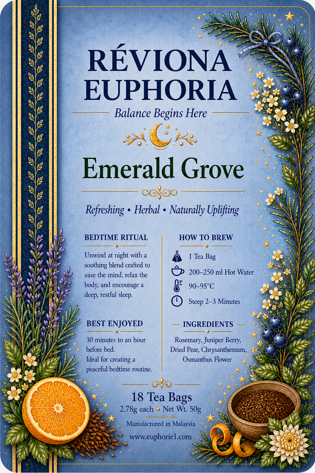Réviona Euphoria Emerald Grove Tea – 18 Tea Bags - Kissava Perfume