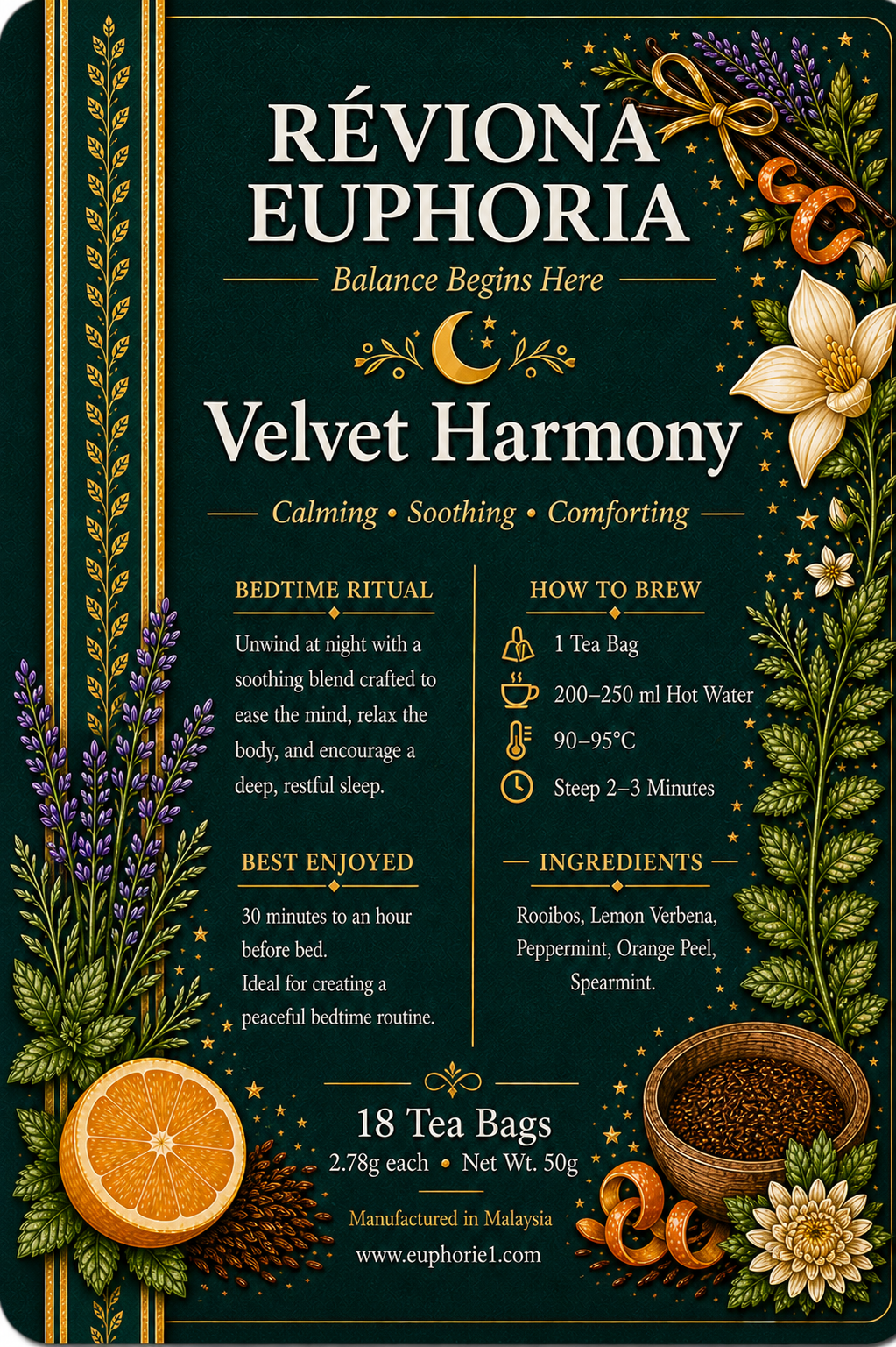 Réviona Euphoria Velvet Harmony Tea – 18 Tea Bags - Kissava Perfume