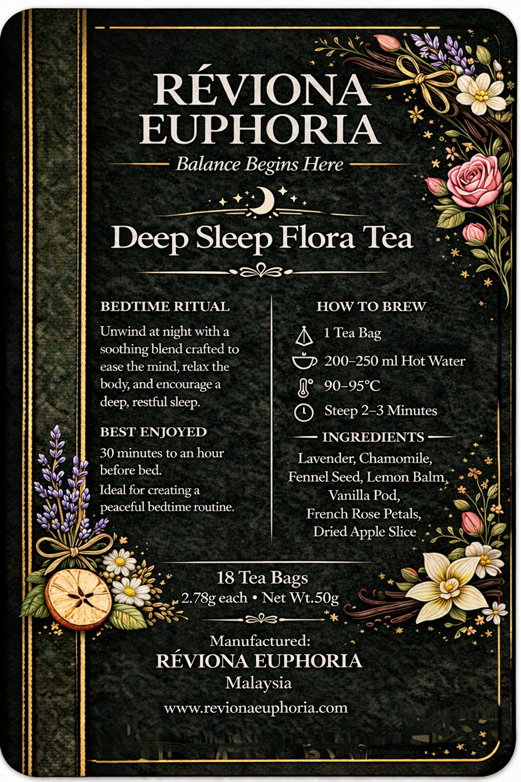 Réviona Euphoria Deep Sleep Floral Tea – 18 Tea Bags - Kissava Perfume