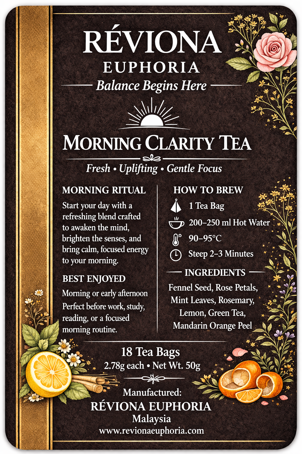 Réviona Euphoria Morning Clarity Tea – 18 Tea Bags - Kissava Perfume