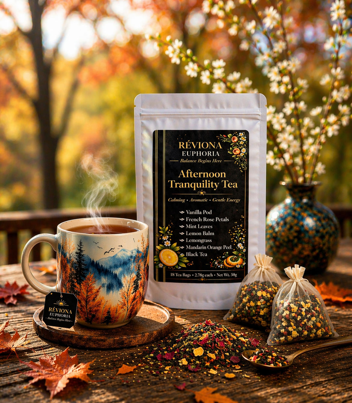 Réviona Euphoria Afternoon Calm Focus Tea – 18 Tea Bags - Kissava Perfume